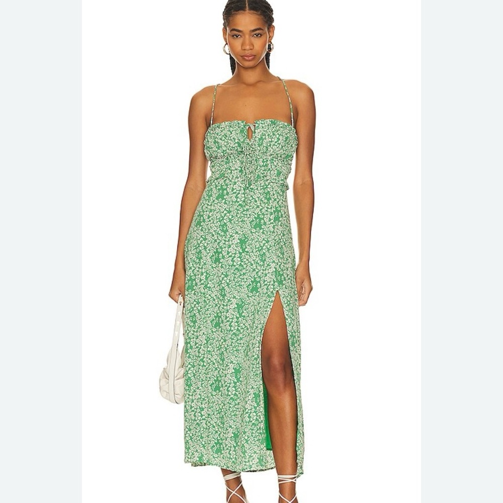 Green Floral Midi Dress